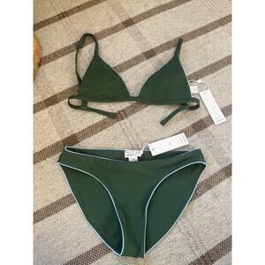 Minnow X Jamie Mizrahi Hillside Green Bikini Set Triangle Low Waist Medium New